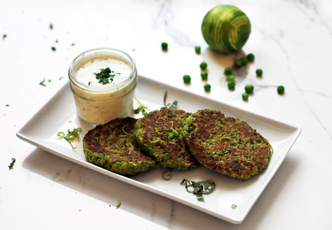 Pea Fritter with a Basil Lime Dipping Sauce