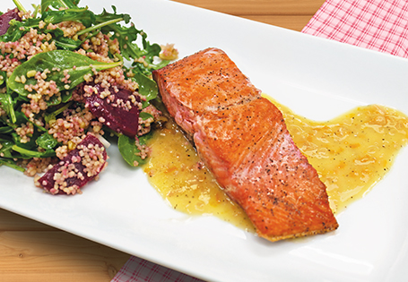 Salmon Fillet with Orange Butter and Arugula Couscous Salad