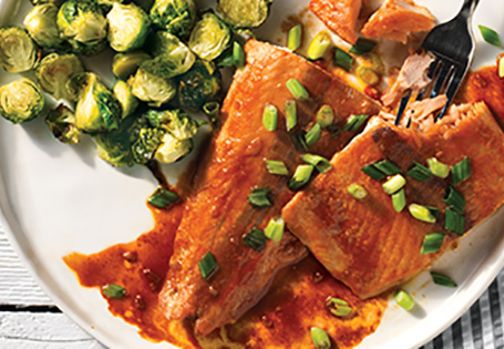 Honey Sriracha Salmon with Roasted Brussels Sprouts