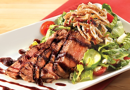 Seared Top Sirloin Salad with Blue Cheese and Fried Onions