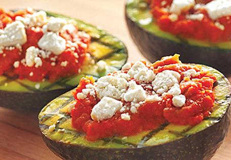 Grilled Avocados with Vegetable Relish