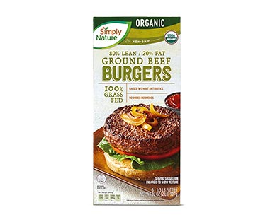 Simply Nature Grass-Fed Organic Beef Burgers View 1