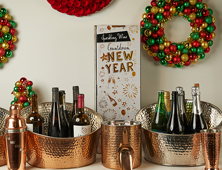 Sparkling Wine Countdown to the New Year with wine bottles